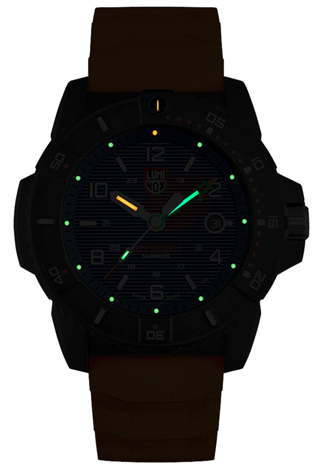 Luminox 3603 Navy Seal Orange Rubber Strap Blue Dial Sapphire Crystal Watch