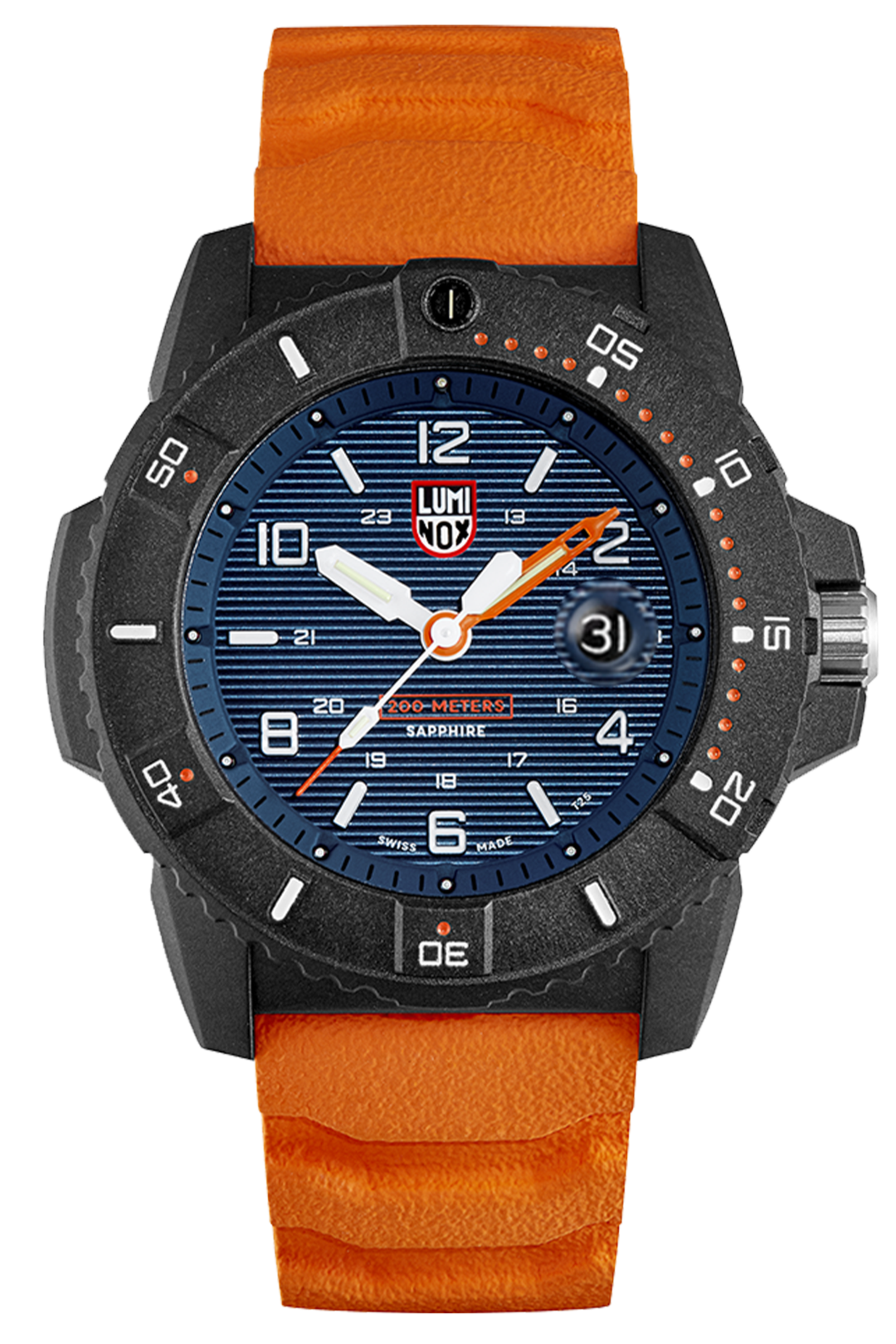 Luminox 3603 Navy Seal Orange Rubber Strap Blue Dial Sapphire Crystal Watch