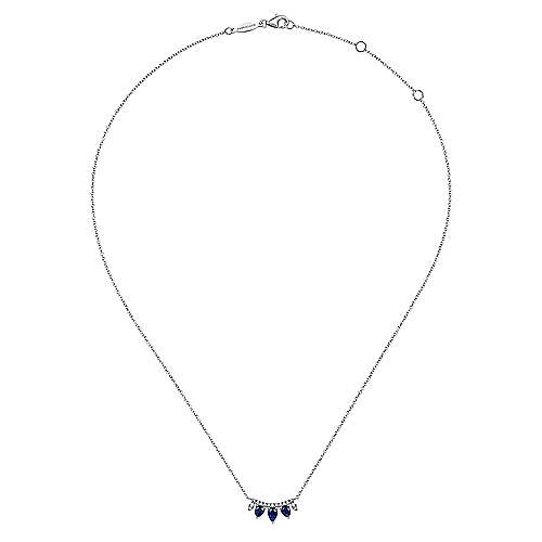 Gabriel &amp; Co 14k White Gold 0.08ct Diamond Sapphire 17.5in Necklace NK6075W45SA