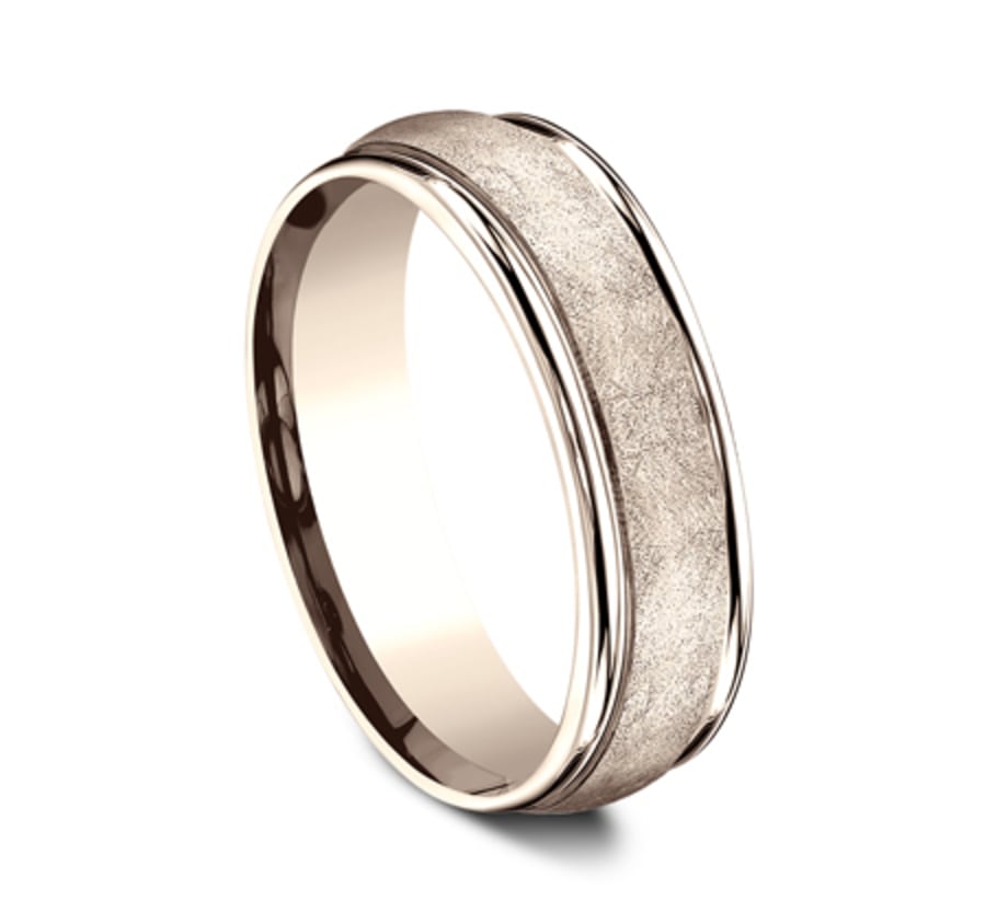 Benchmark RECF86585R Rose Gold 14k 6.5mm Men&#39;s Wedding Band Ring