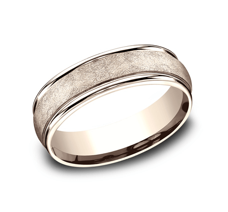 Benchmark RECF86585R Rose Gold 14k 6.5mm Men&#39;s Wedding Band Ring