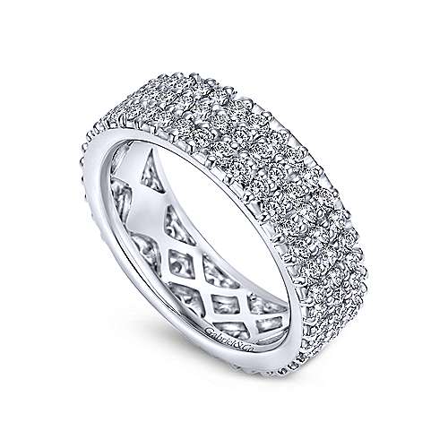 14k White Gold 3 Row Pav Diamond Eternity Band  AN6029-6W44JJ