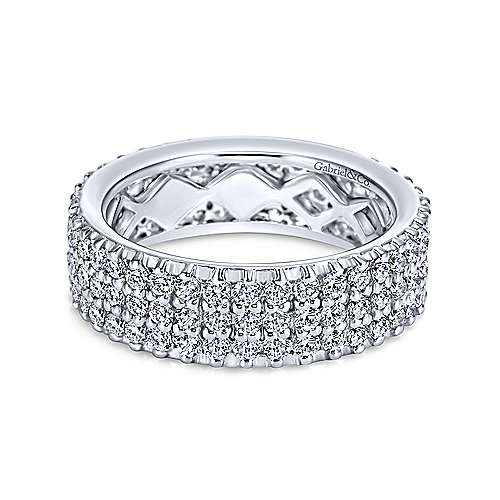 14k White Gold 3 Row Pav Diamond Eternity Band  AN6029-6W44JJ