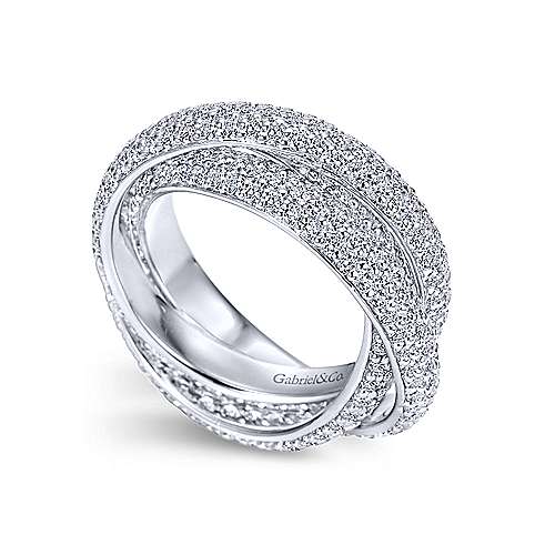 14k White Gold Multi Row Prong Set Diamond Eternity Band  AN6034-6W44JJ