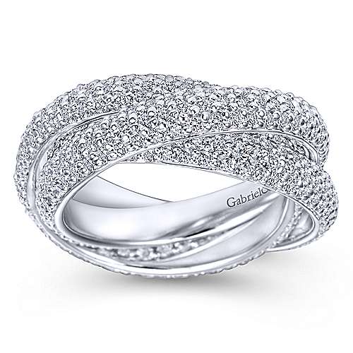 14k White Gold Multi Row Prong Set Diamond Eternity Band  AN6034-6W44JJ