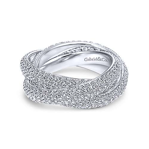 14k White Gold Multi Row Prong Set Diamond Eternity Band  AN6034-6W44JJ