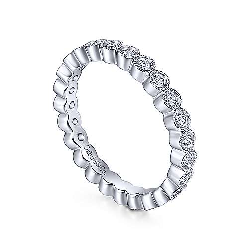 Vintage 14k White Gold Bezel Set Diamond Eternity Band  AN6036-6W44JJ